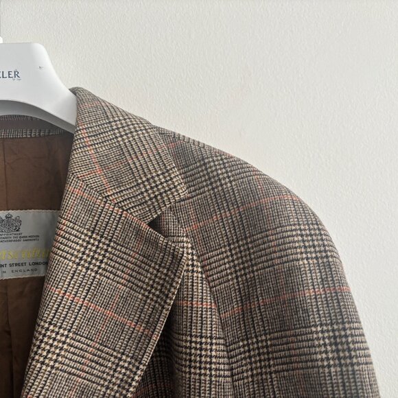 VTG Aquascutum England Showerproof Wool Glencheck Balmacaan Overcoat 40-42/Large - Picture 3 of 16